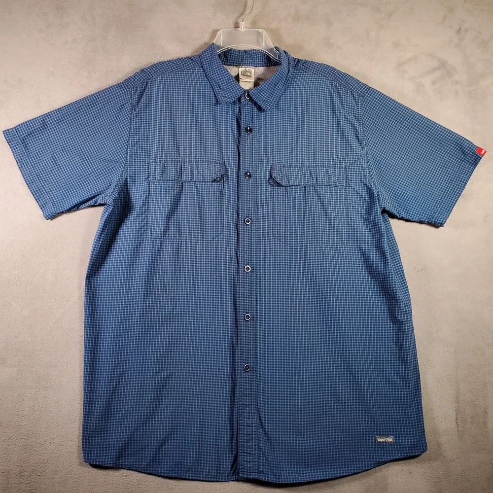The North Face Shirt Mens XL Blue Check Vented Short‎ Sleeve Hiking Outdoor Gorp